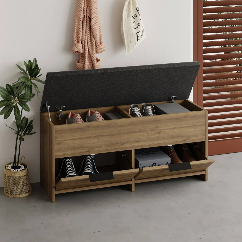 Mobile Portascarpe Tapah, Scarpiera 8 Paia, 106x34x50h cm Marrone Quercia