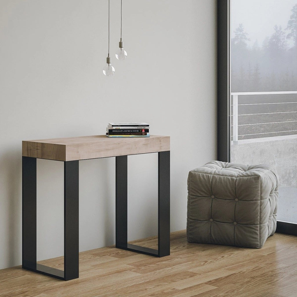 Consolle allungabile 90x40/196 cm Tekno Small Quercia Natura telaio Antracite