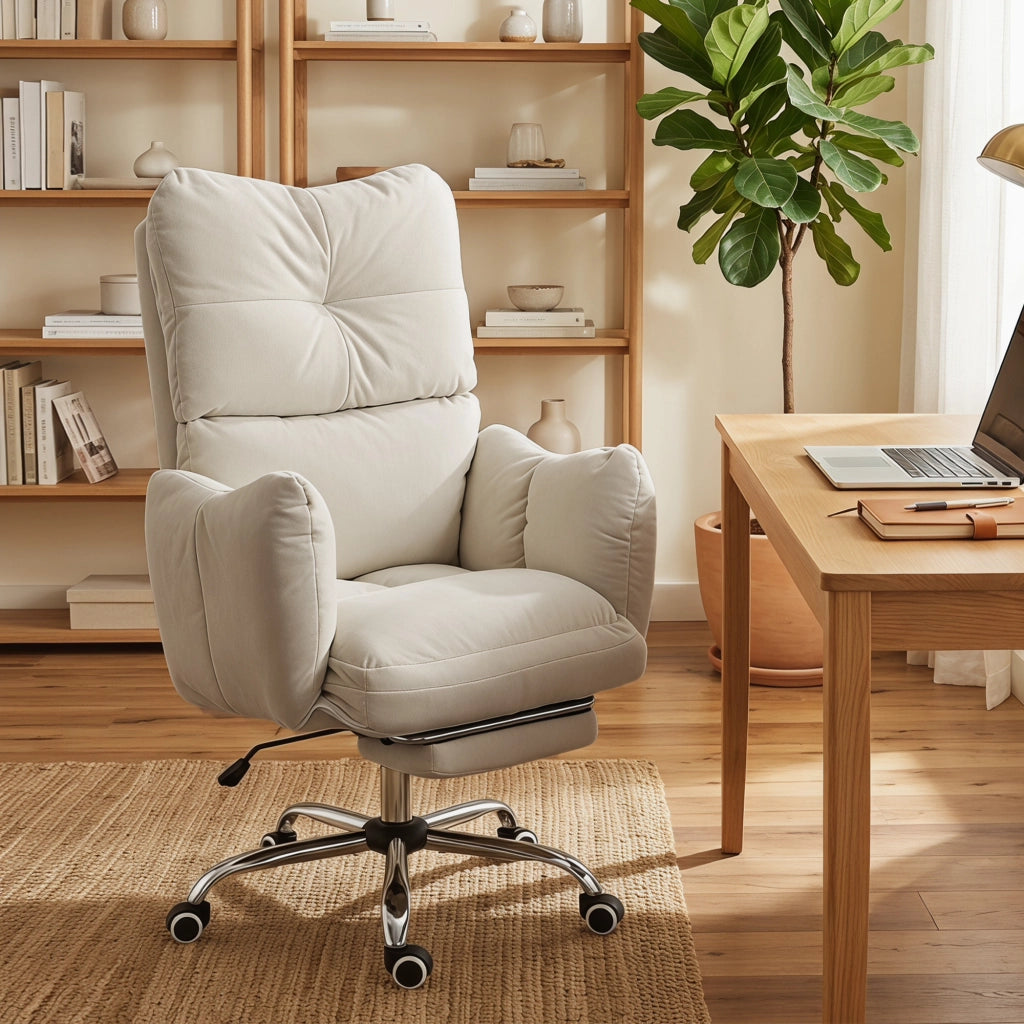 Sedia da ufficio ergonomica con poggiapiedi ¨C zephmum ¨C Schienale regolabile, tessuto flanella