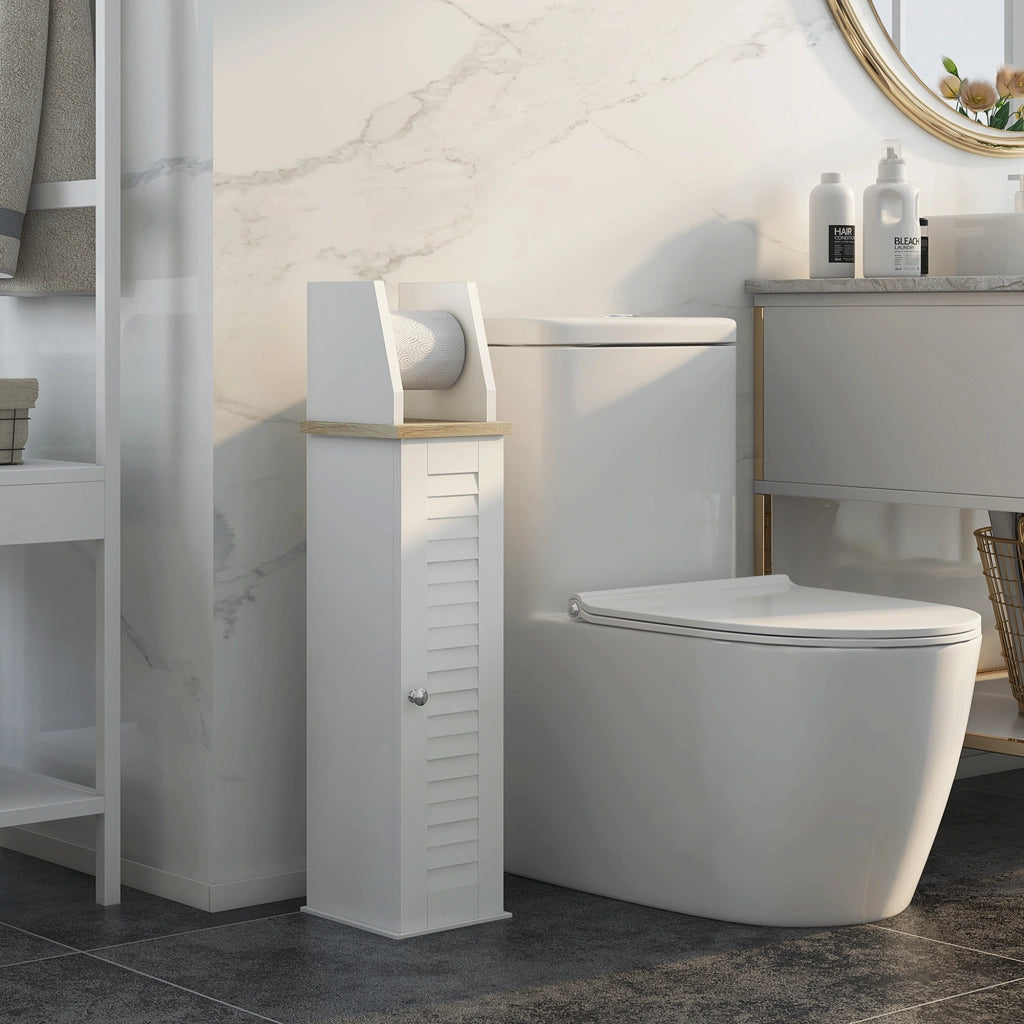 Mobiletto Sottolavabo con Portarotoli ¨C Zephmum ¨C Bianco 18x20x80 cm