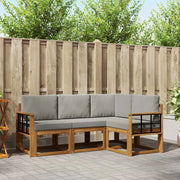 Set di divani da esterno 4 pcs Grigio Naturale e Chiaro