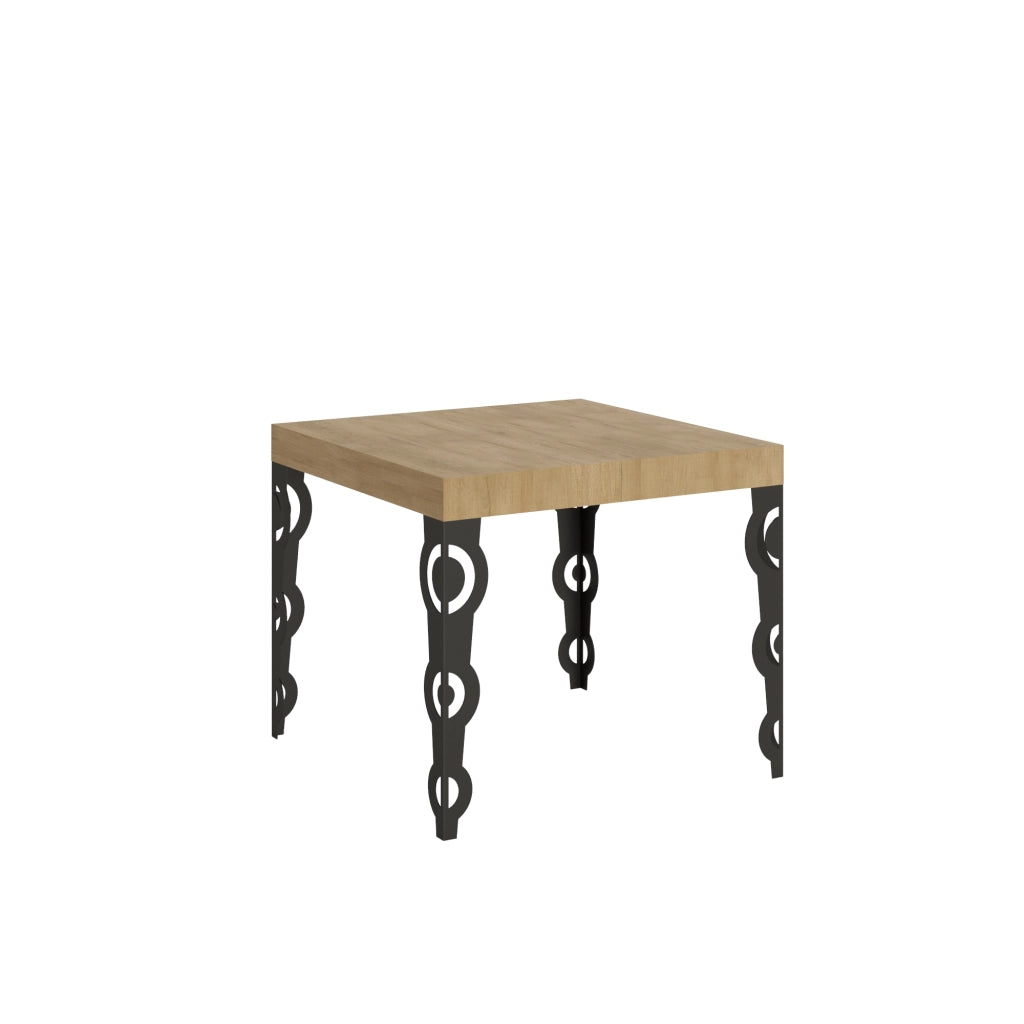 Tavolo allungabile 90x90/246 cm Karayan Quercia Natura telaio Antracite