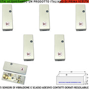 Sensori Adesivo Rilevano lo Scasso le Vibrazioni Continue 5 Pezzi Via Filo Antifurto Inferriate Porte Regolazione Martelletto Oscillante Contatto Allarme NC Tamper Contenitore Adesivo ABS Bianco IP30
