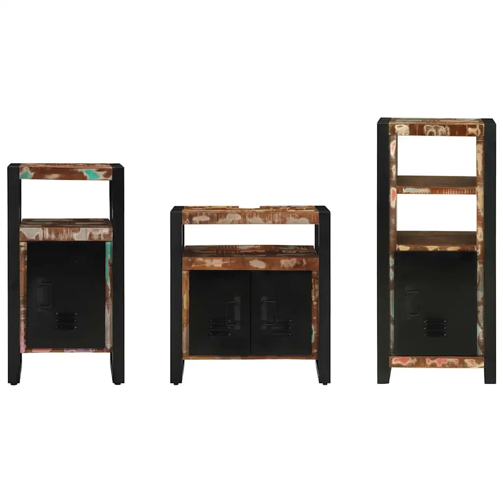 vidaXL Set di mobili per il bagno 3 pcs Legno massello riciclato