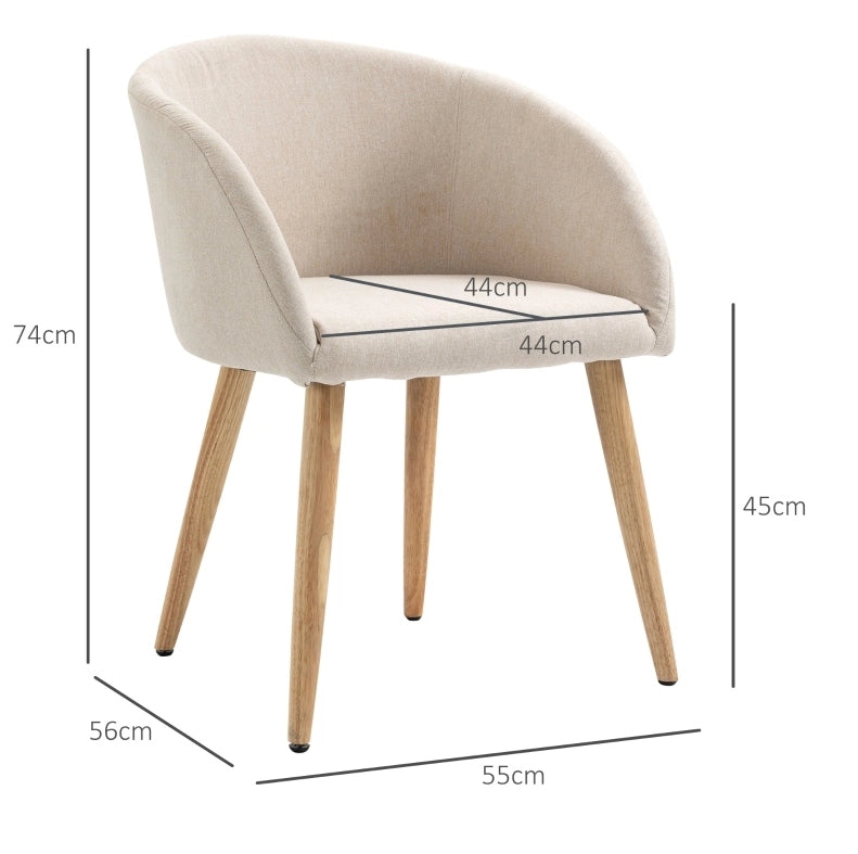 Set di 2 sedie da pranzo 55x56x74 cm imbottite con struttura in metallo beige