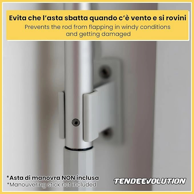 Ferma Asta in Plastica Bianco per Tende da Sole - Supporto per Ancoraggio a Muro
