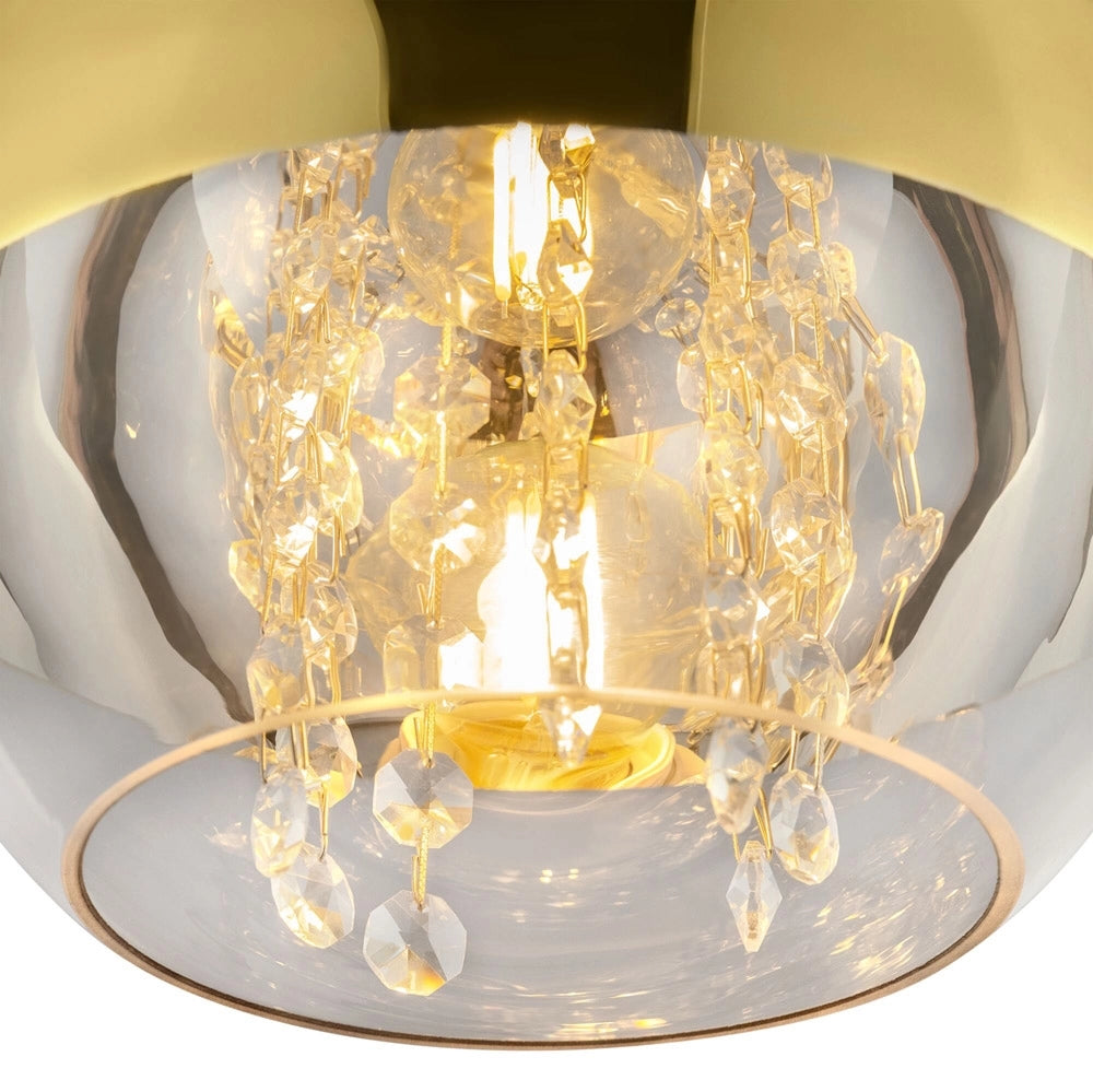 Sospensione Contemporaneo Fermi Metallo Oro 1 Luce Diffusore Vetro E Metallo