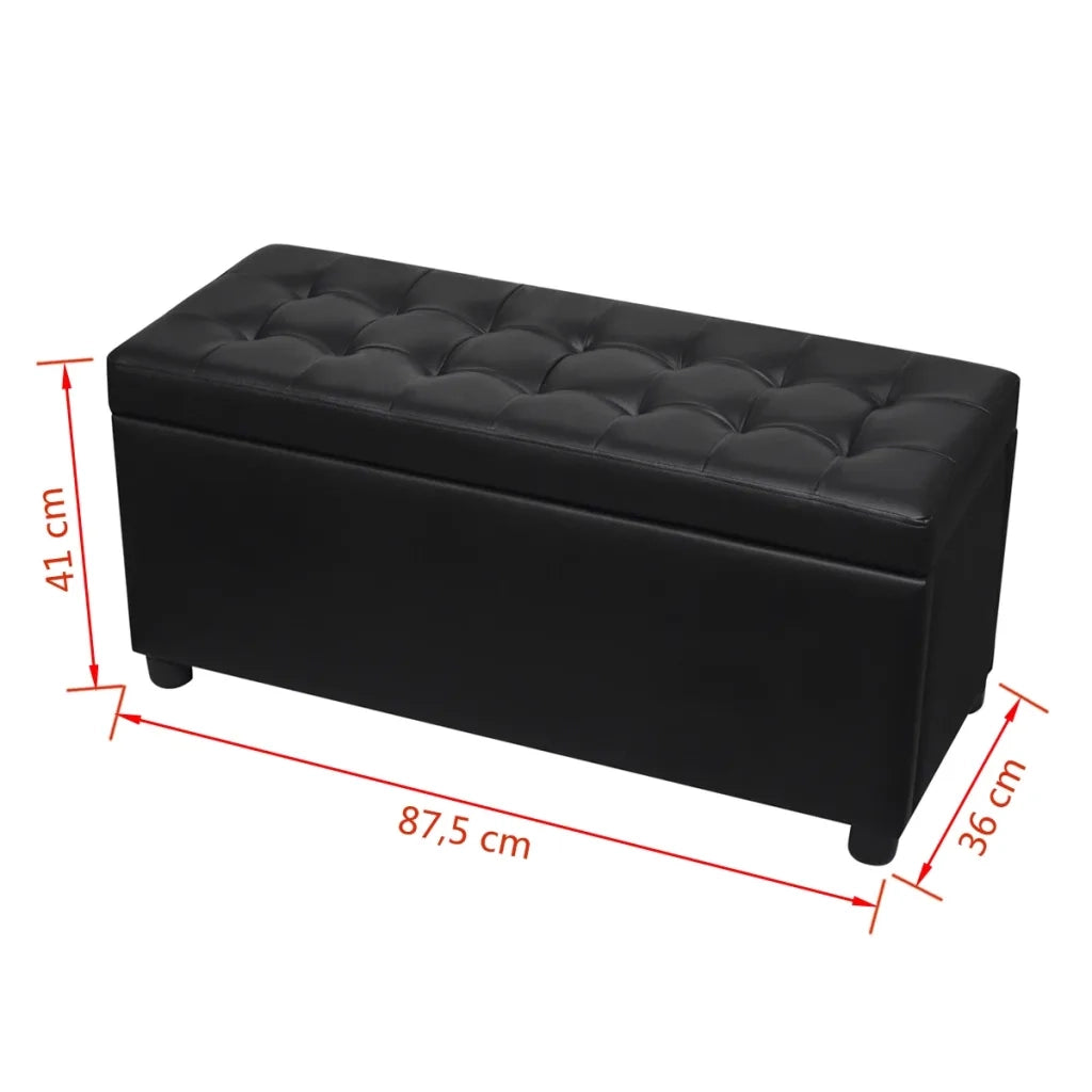 Sgabello con Contenitore in Pelle Artificiale Nero 242407