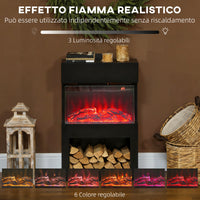 Camino Elettrico da Pavimento con Effetto Fiamma 3D Colorata 1000W/2000W con Temperatura Regolabile e Telecomando Nero