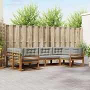 Set di divani da esterno 6 pcs Grigio Naturale e Chiaro