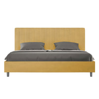 Letto Matrimoniale King Size 200x200 cm con Rete Imbottito in Microfibra Agueda Ocra