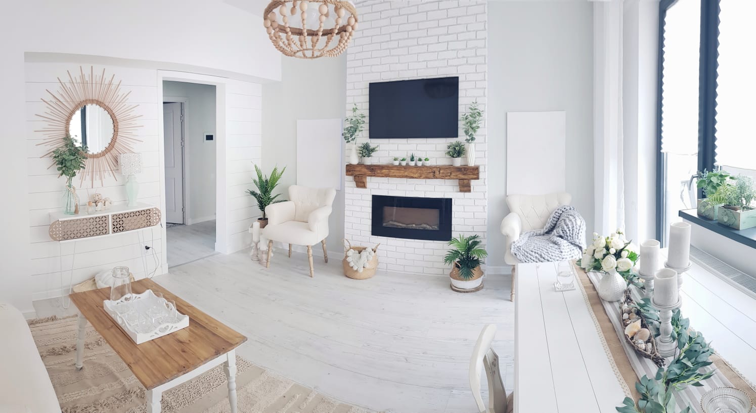 Camino Elettrico da Parete 45x84x14 cm Effetto Fiamma 1500W Marcus Nero