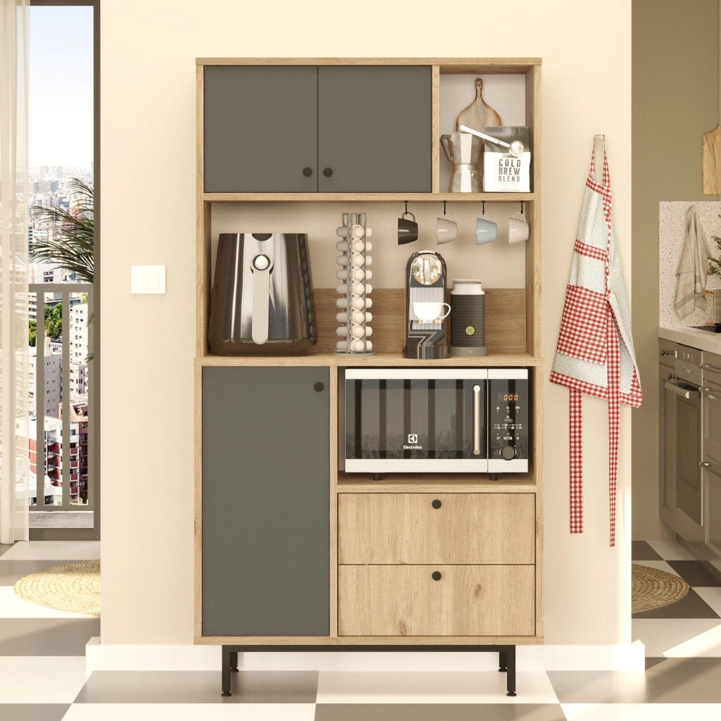 Madia Paratico, Credenza 5 Ripiani, 88x36x161h cm Marrone Rovere