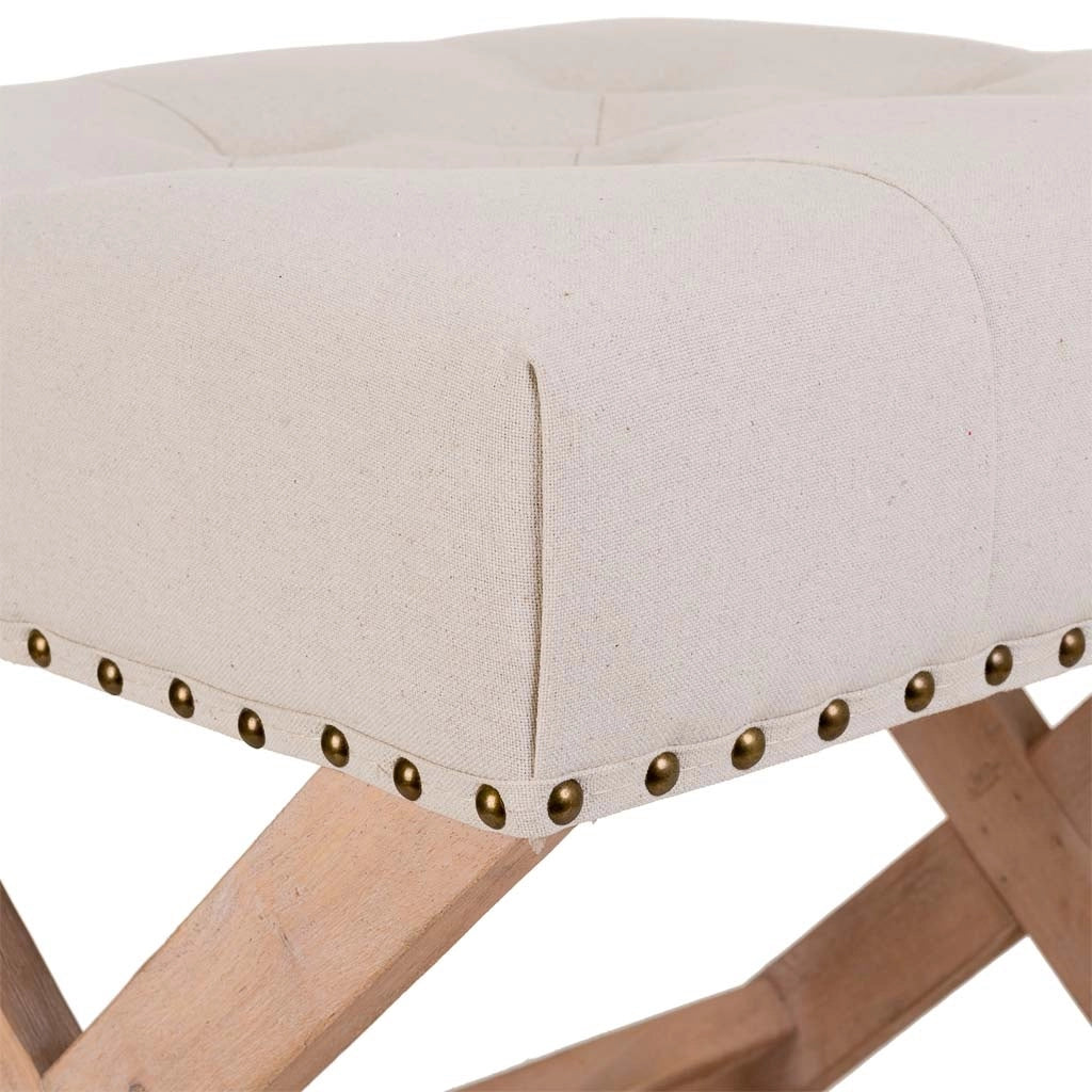 Sgabello imbottita in legno panna 49x46x46h