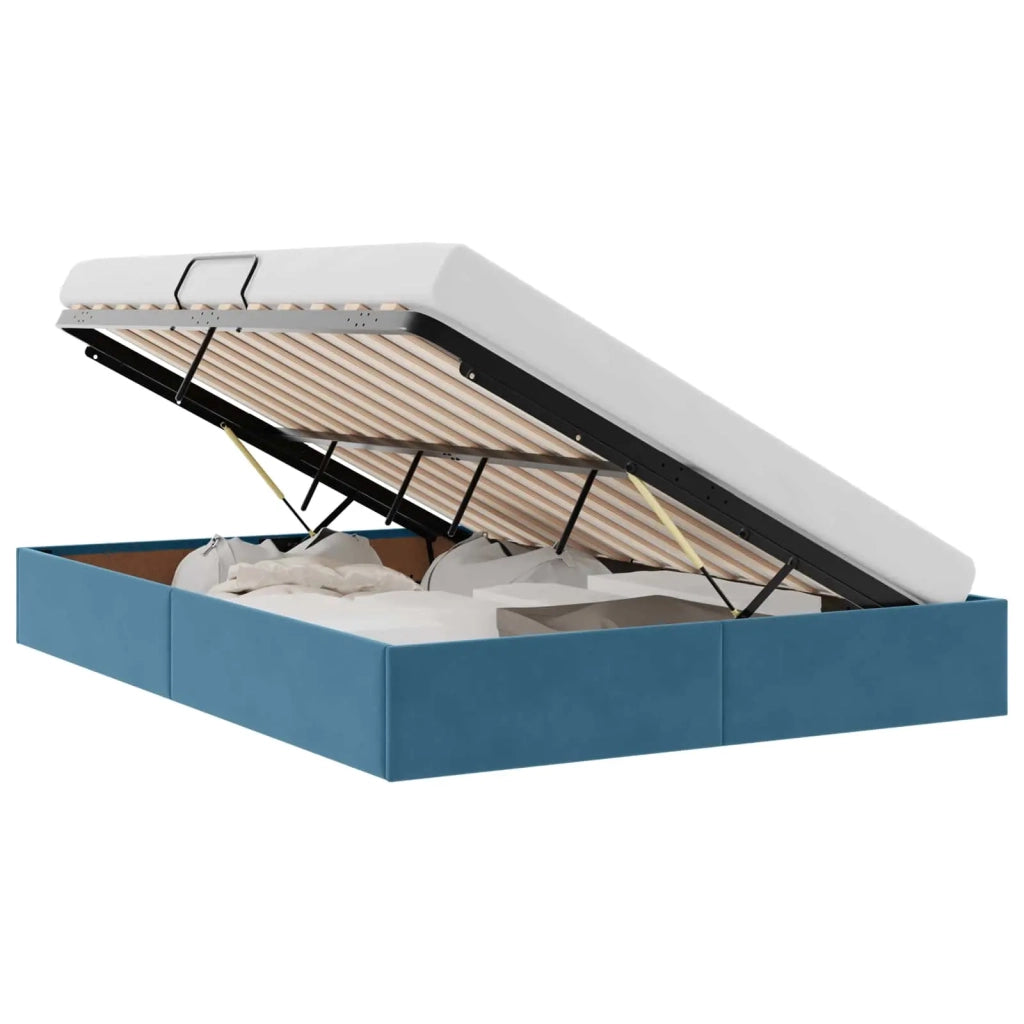 Letto ottomano con archiviazione Blu Scuro 140 x 190 cm Velluto