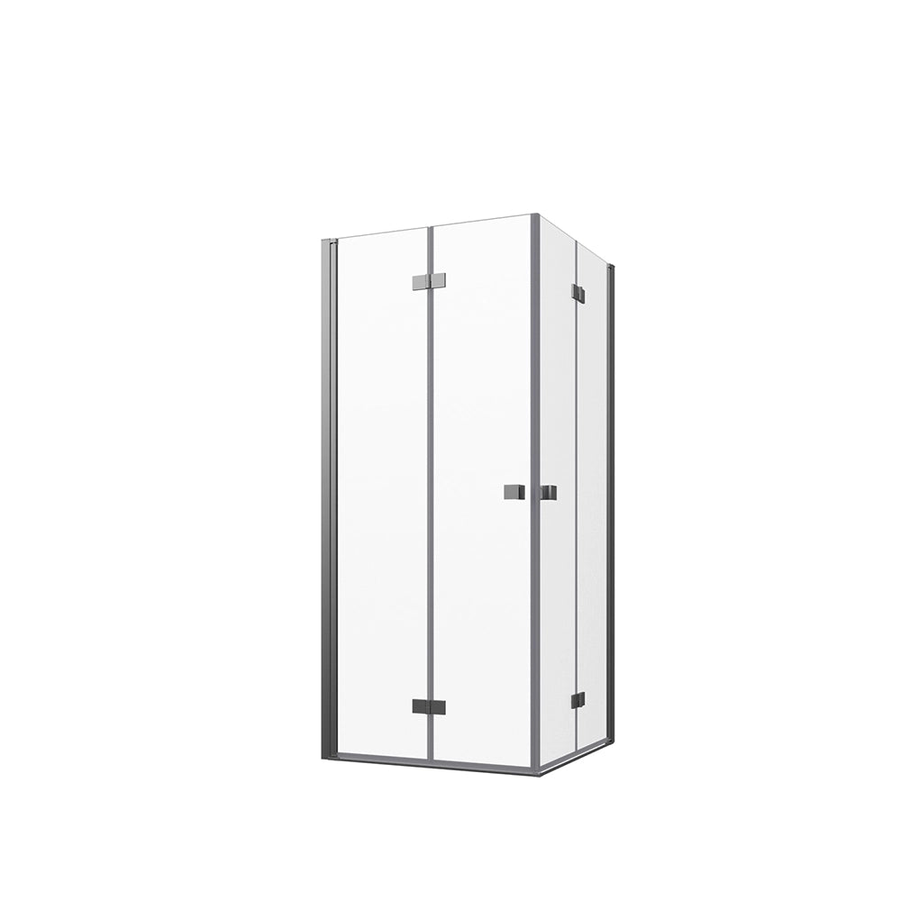 Box doccia angolare 100x90cm doppia anta a libro profili cromati e vetro da 8mm trasparente h195 | Fiji