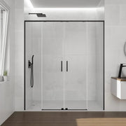 Box doccia frontale TWENTY 2 fissi + 2 scorrevoli 190 cm (181-191) nero opaco vetro trasparente