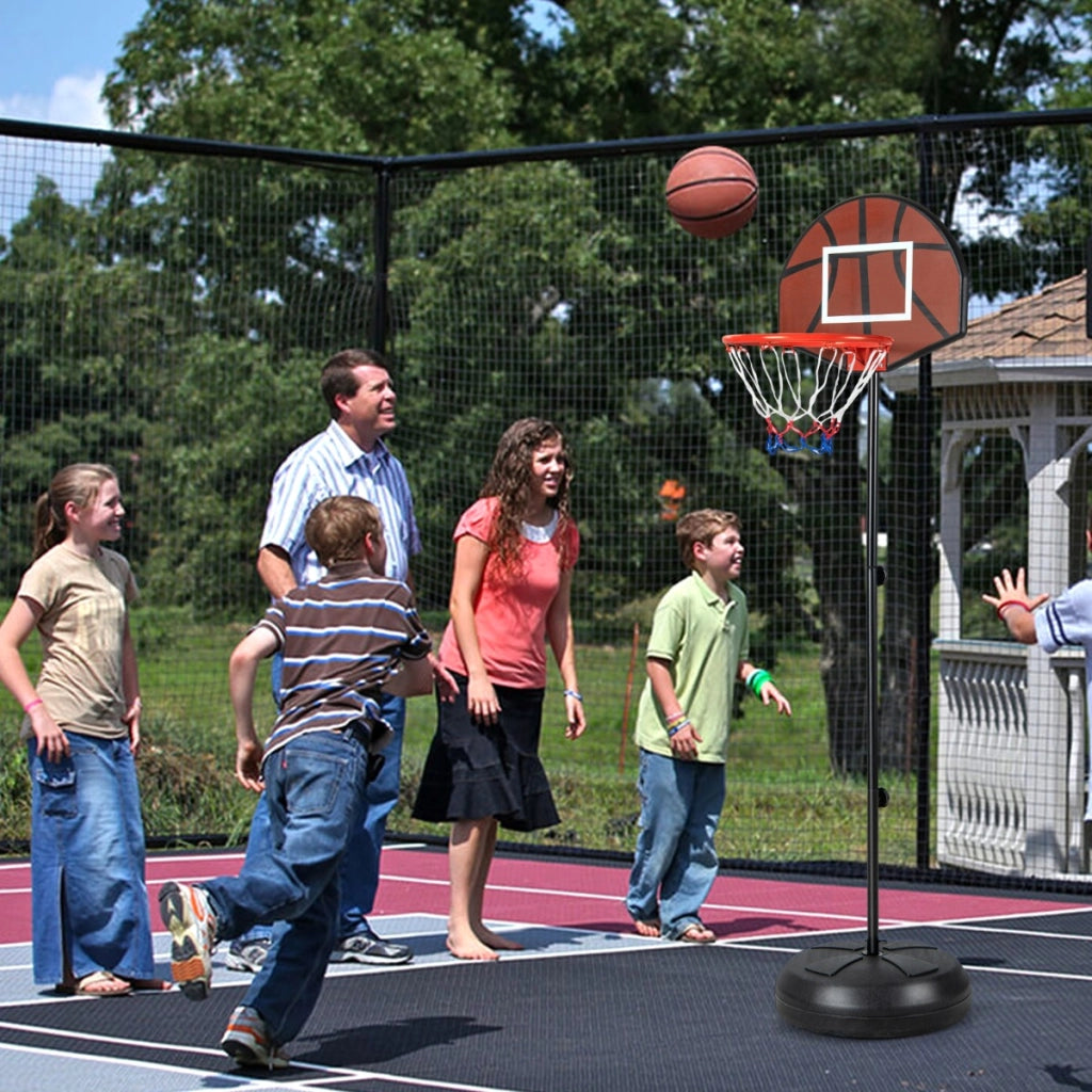 Set di canestro 2-in-1 con pannello doppio e 6 freccette, Canestro da basket per bambini regolabile in altezza-Ricreazione outdoor