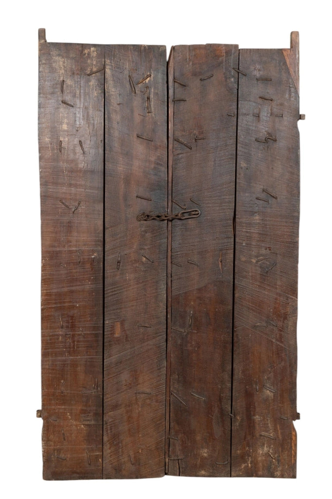 Biscottini Porta portone in legno massello e ferro da interno o da esterno vecchia e antica medievale