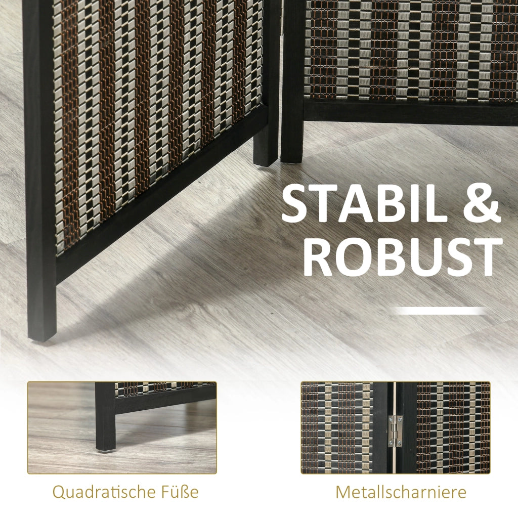 PARAVENTO 4 pannelli pieghevole 180x180 cm bambù marrone