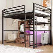 Letto a soppalco 140x200 cm con scrivania e LED