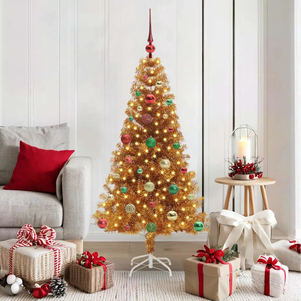 Albero di Natale con 150 LED con supporto Oro 150 cm PET 3396620