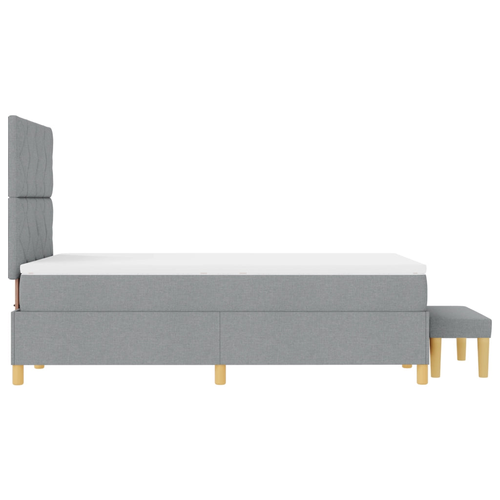 Letto con Box Spring e Materasso + Panca Grigio Chiaro 120x190 cm Tessuto