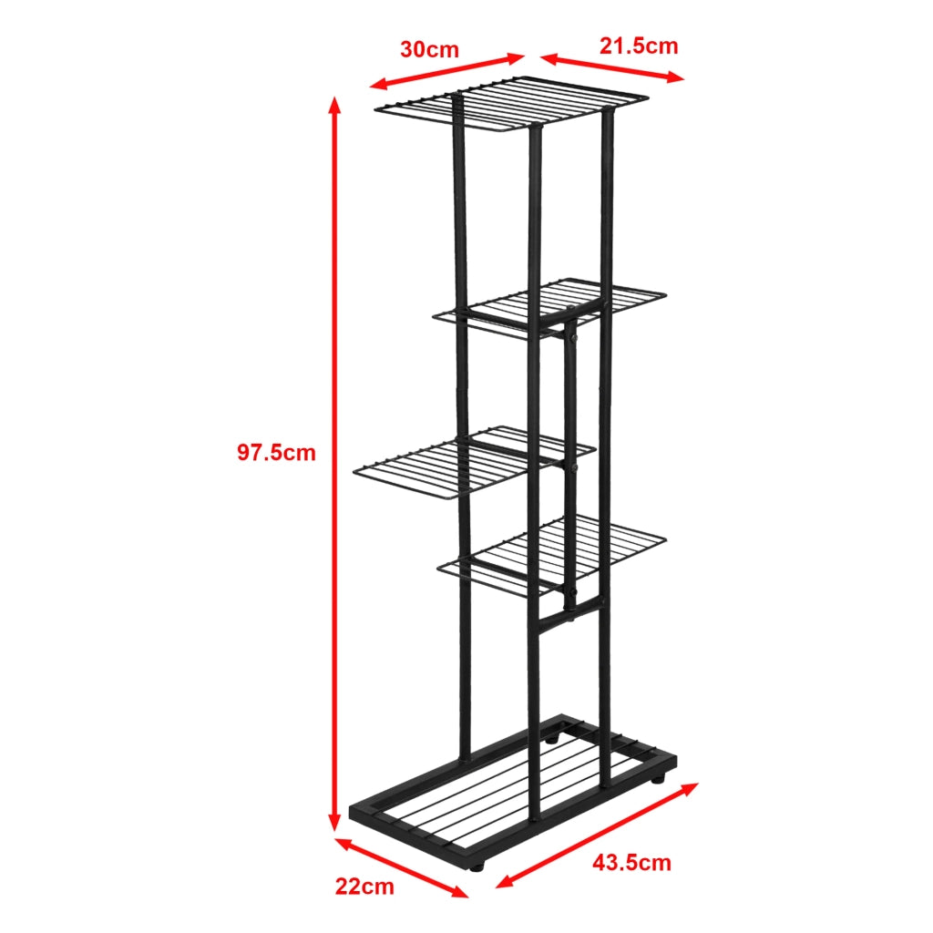 Scaffale per piante 97,5 x 43,5 x 22 cm con 4 ripiani nero 03_0007710