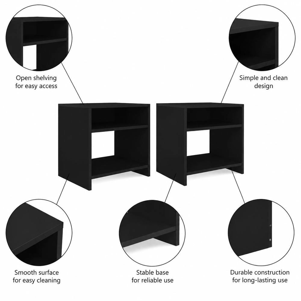 Bedside Tables 2 Pcs. Black 40x30x40 Cm Wood Material