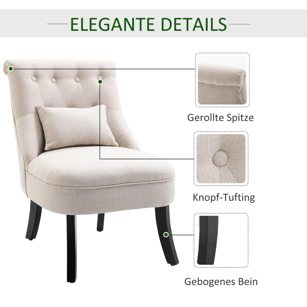 Poltrona imbottita con cuscino schienale per relax e lettura ¨C zephmum ¨C 52.5x69x77 cm crema