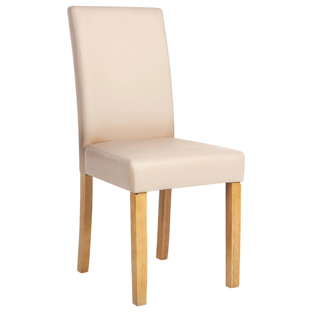 Set di 2 sedie da pranzo beige con gambe in legno ecopelle tradizionali