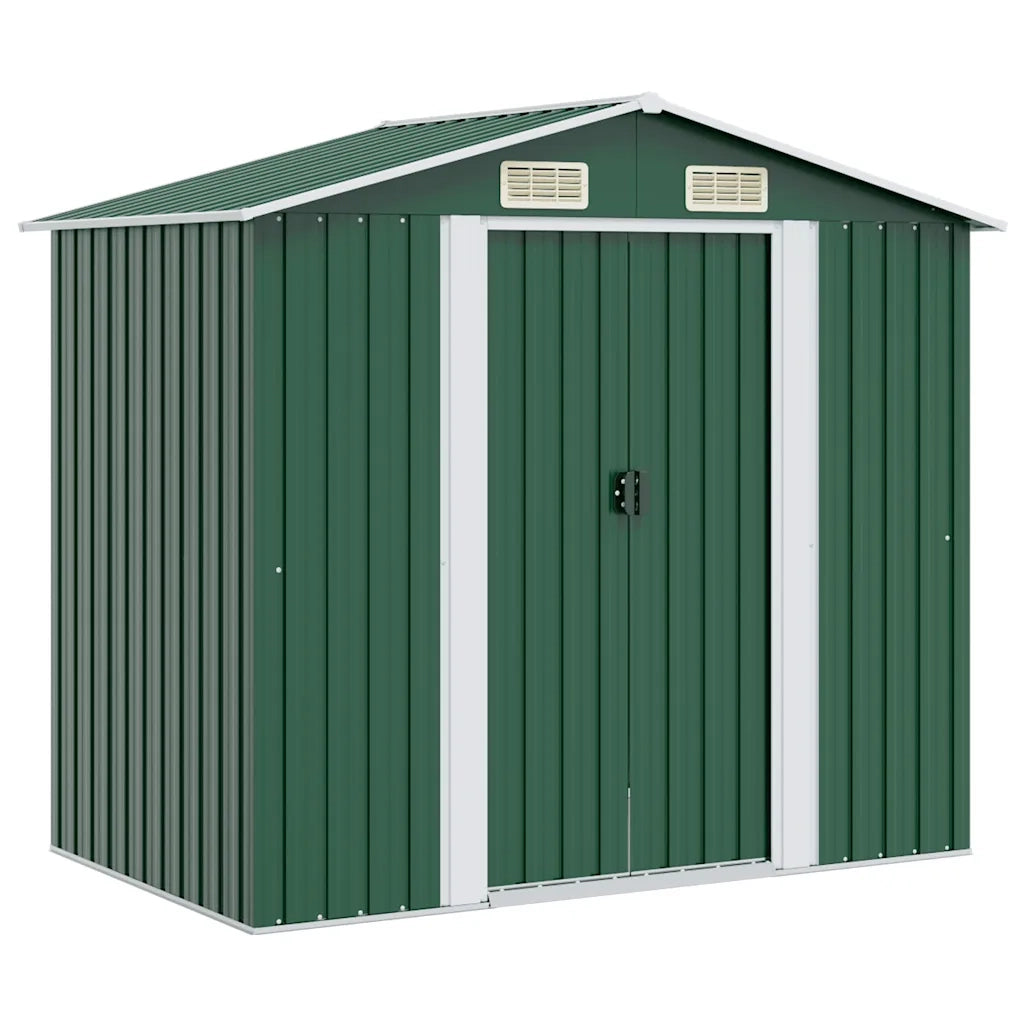 Capanno per Attrezzi in Metallo Verde 204x132x186 cm cod mxl 65833