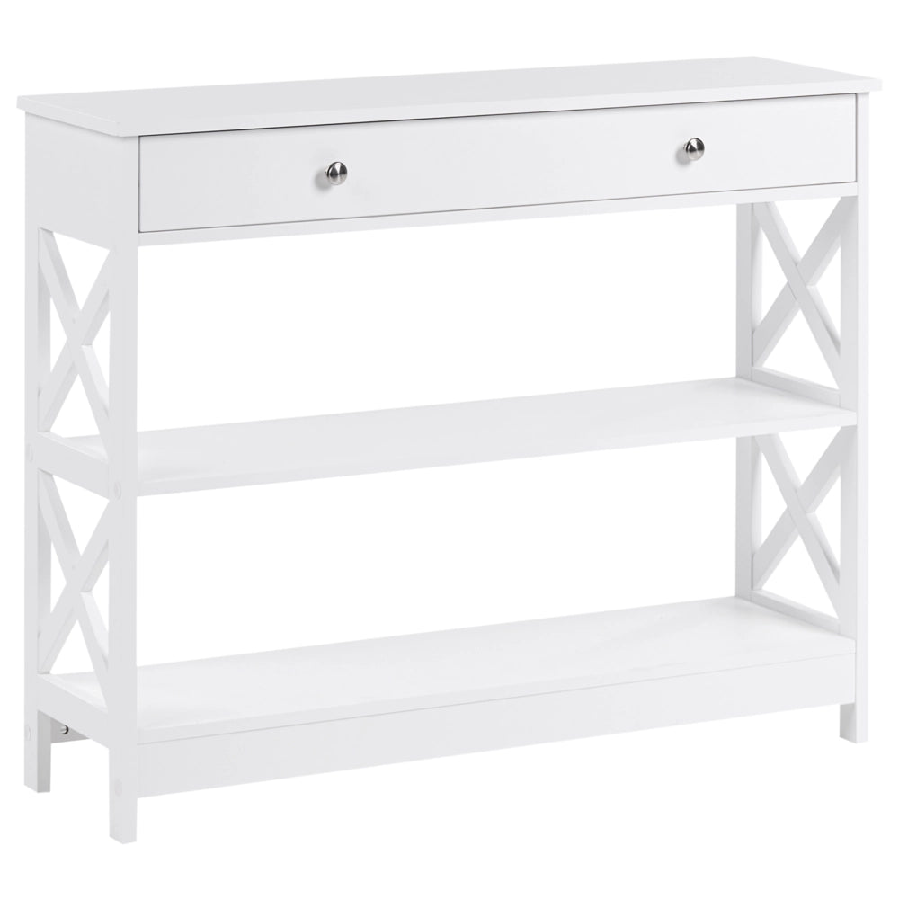 Console credenza Bianca 80 x 100 x 30 cm credenza 1 Cassetto 2 Ripiani Country