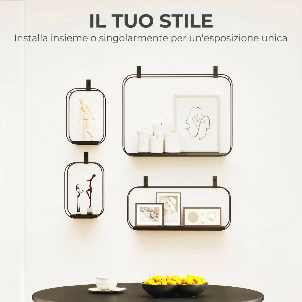 Libreria Flottante Geometrica ¨C Zephmum ¨C Nero 80x30x24