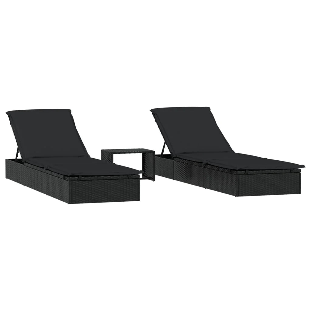 Set di due sdraio con tavolino 201 cm resina intrecciata nera 02_0012983