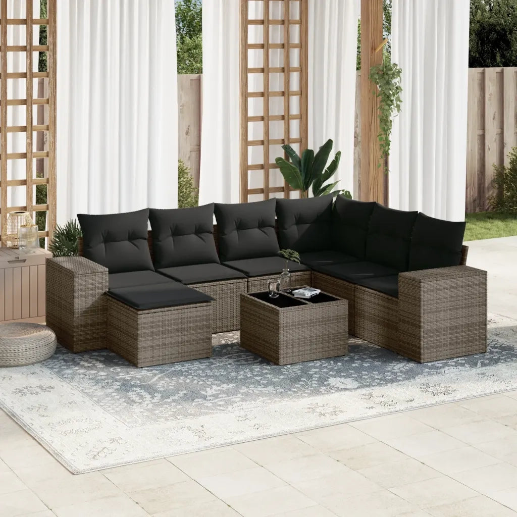 Set Divano da Giardino 8 pz con Cuscini Grigio in Polyrattan 3255247