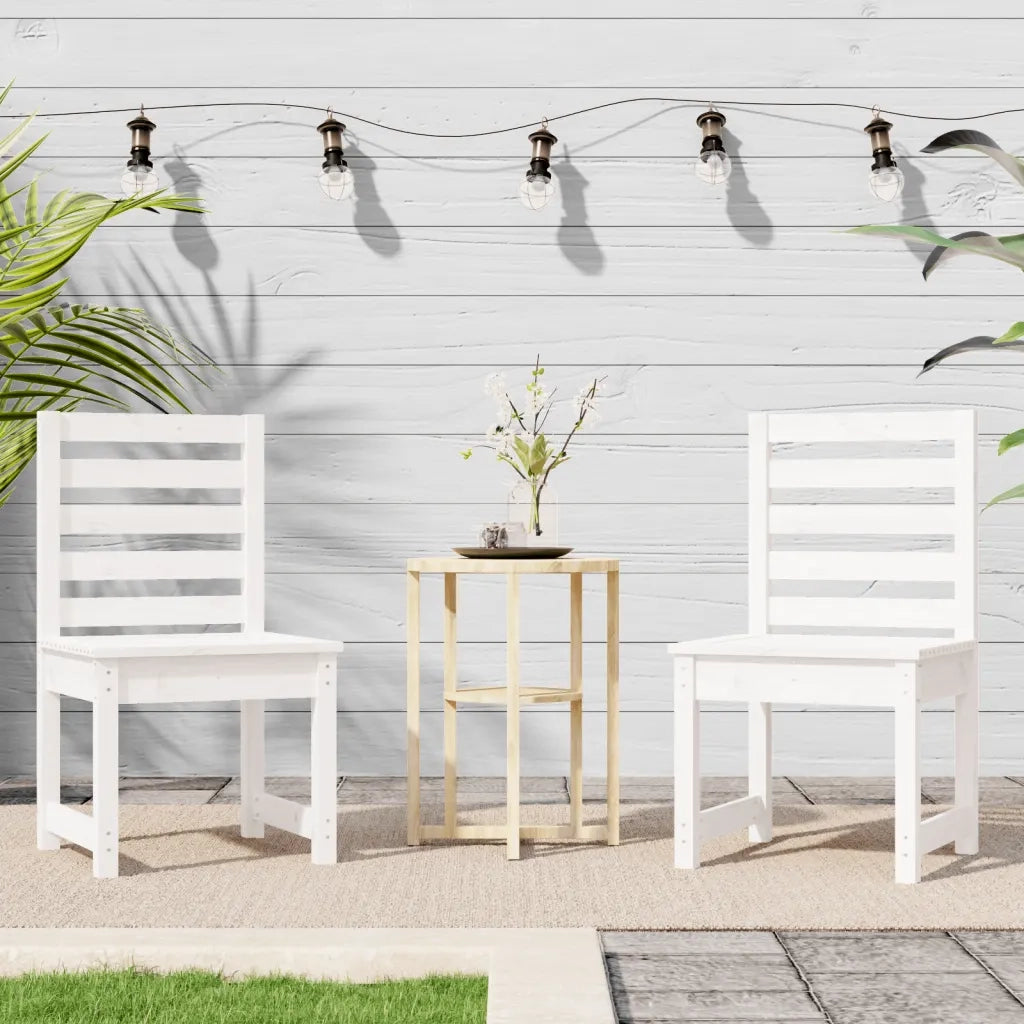 Sedie da Giardino 2 pz | Sedie da Esterno Bianche 50x48x91,5 Legno Massello di Pino