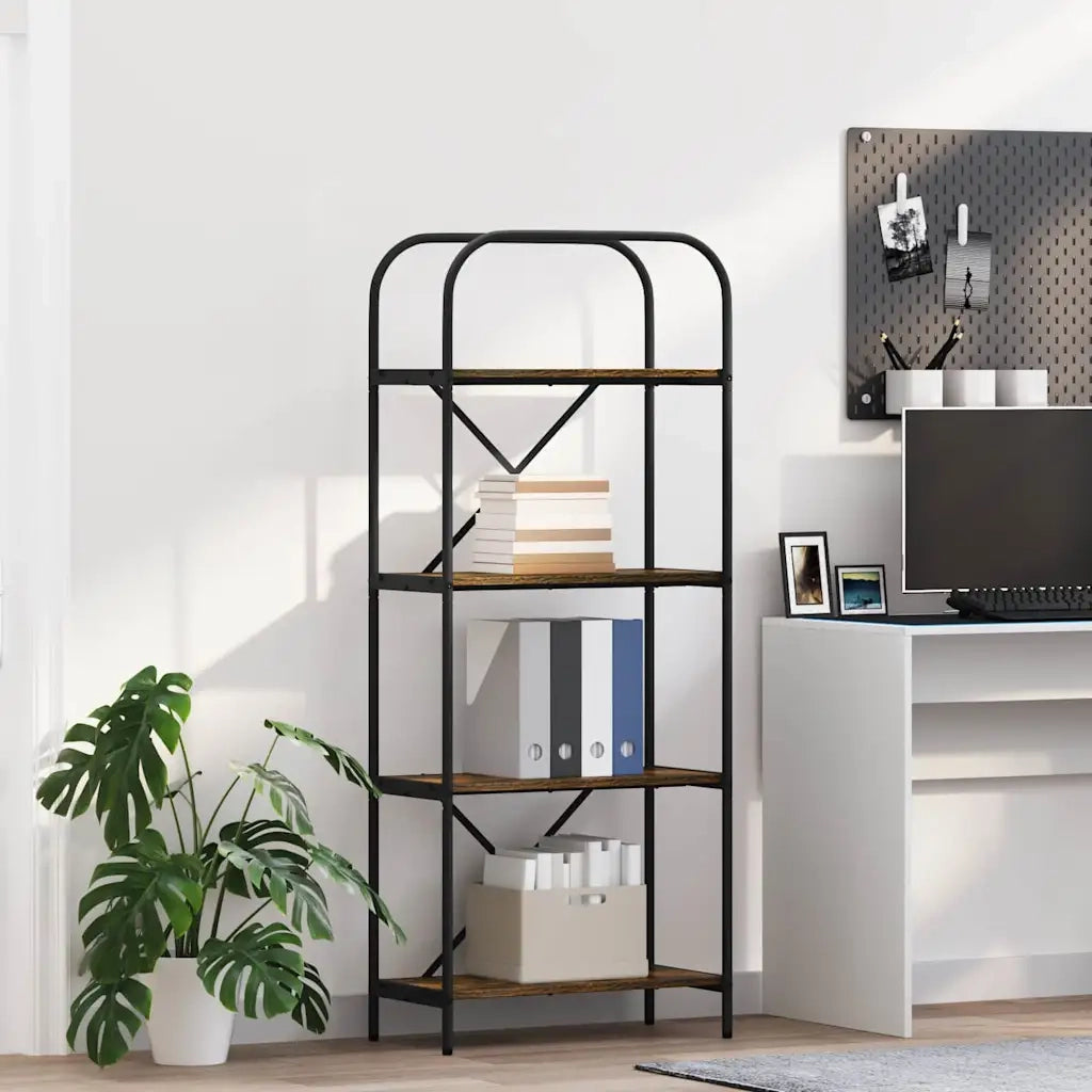 Libreria-Scaffale per Libri-Mobile di Stoccaggio Rovere fum¨¦ 60 x 30 x 146 cm Legno multistrato 533603