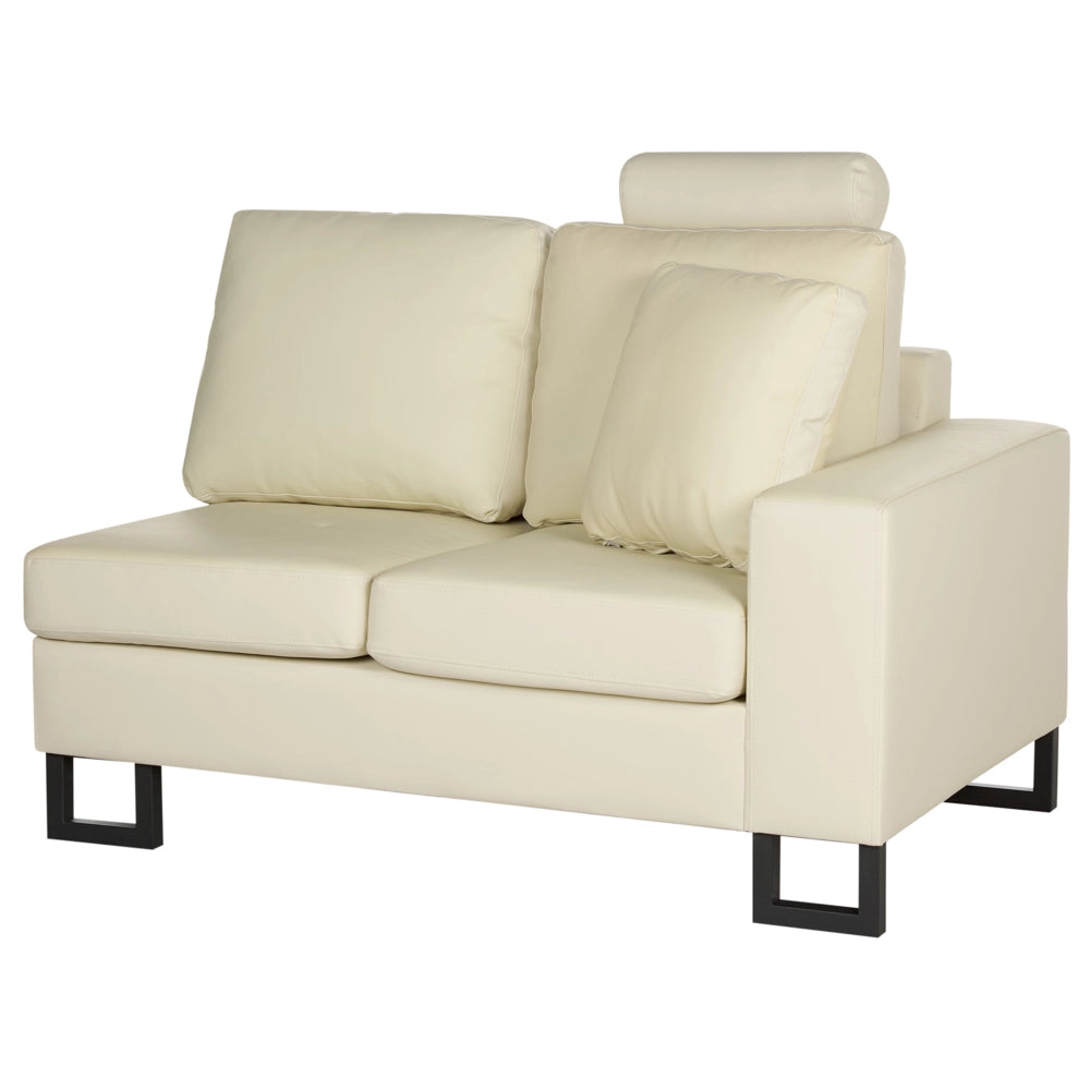 Divano ad angolo Rivestimento in pelle beige chiaro Orientamento a sinistra con poggiatesta regolabili