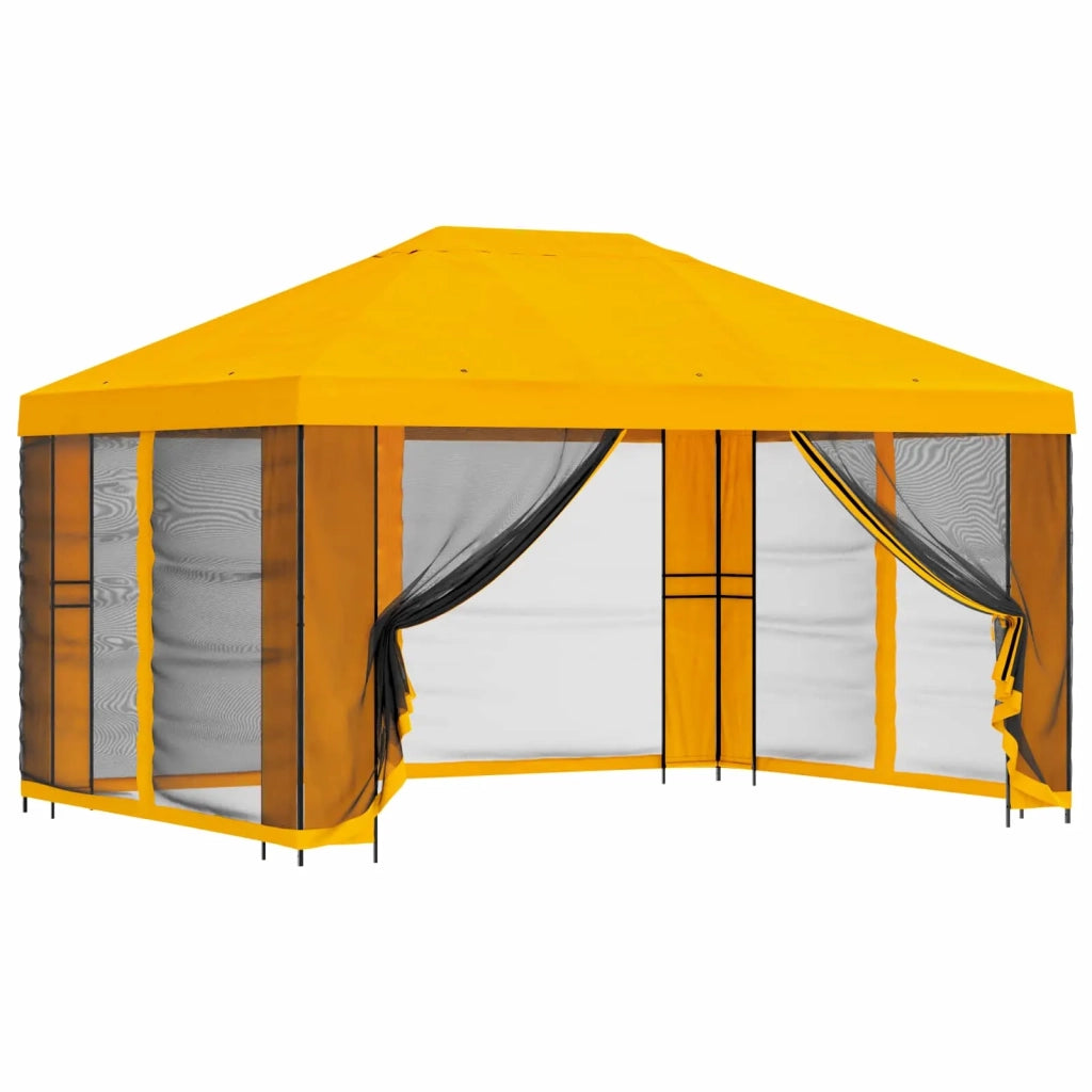 Gazebo da giardino con pareti laterali 4 × 3 m Giallo 900392
