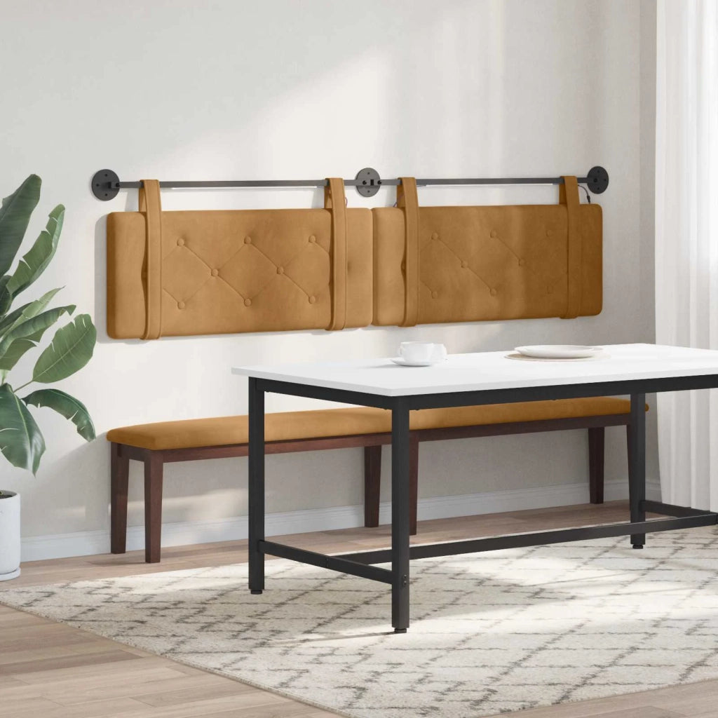 Testiera sospesa Con luce LED Marrone Velluto