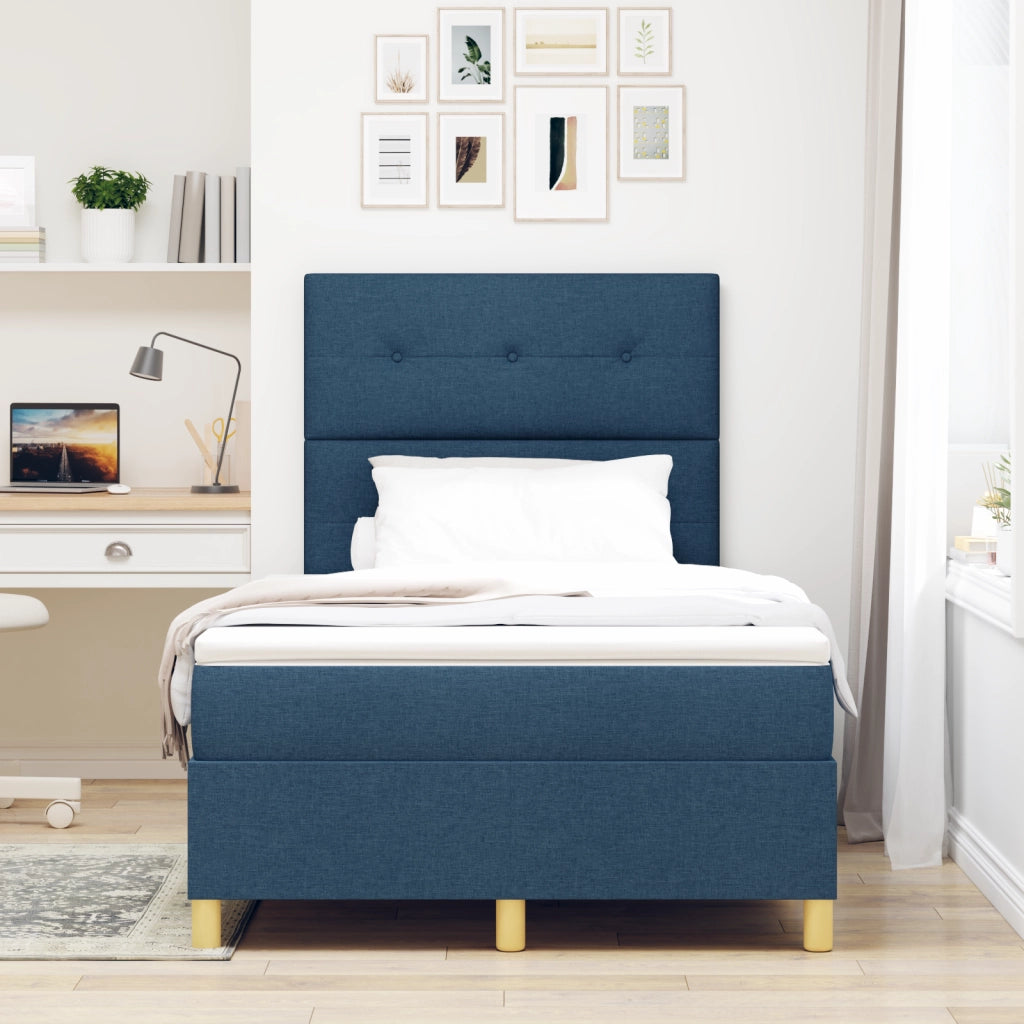 Letto con Box Spring e Materasso Blu 120x200 cm Tessuto