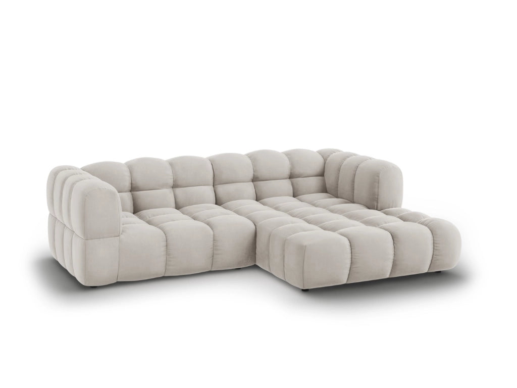 Cosmopolitan Design - Divano angolare modulare destro "Sky" 3 posti in velluto beige chiaro 