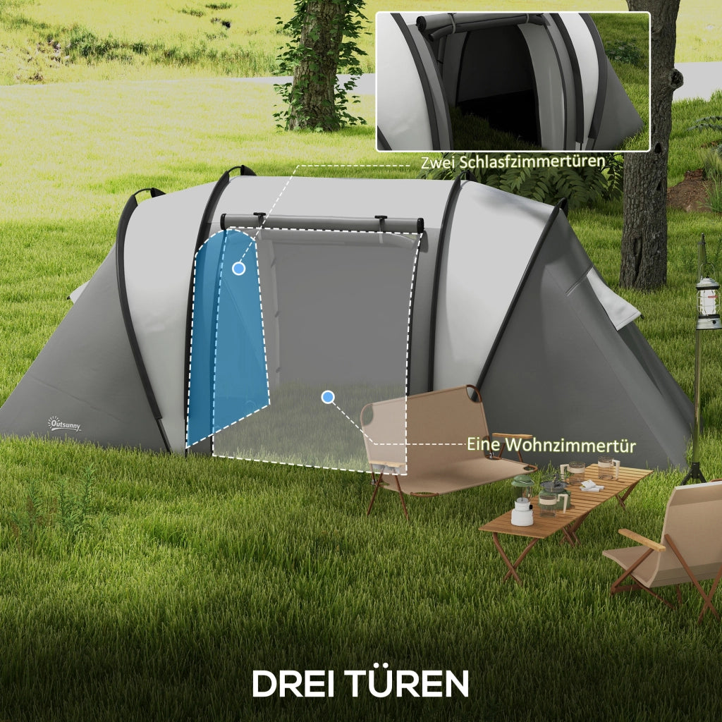 Tenda da campeggio per 4-5 persone impermeabile 3 locali ¨C Zephmum ¨C Grigio