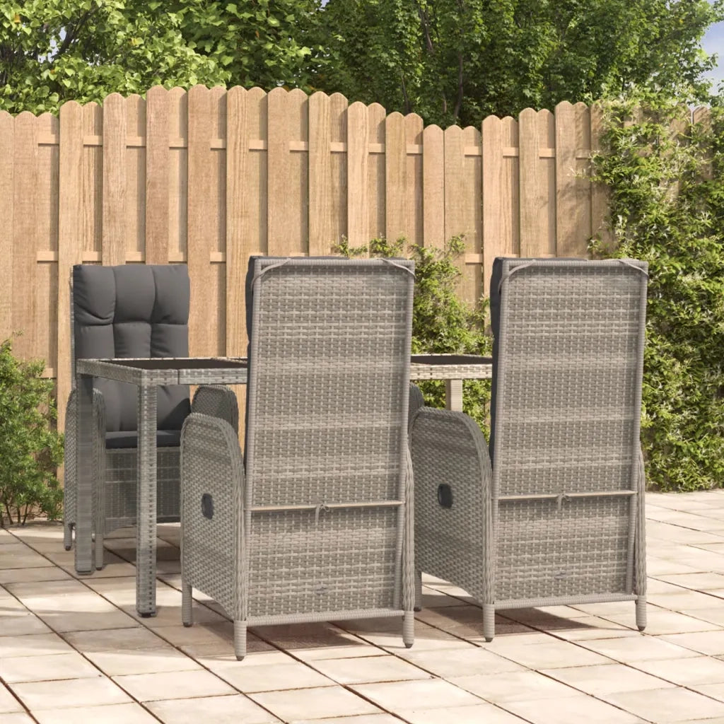 Set da Pranzo da Giardino 5 pz con Cuscini in Polyrattan Grigio 3185025