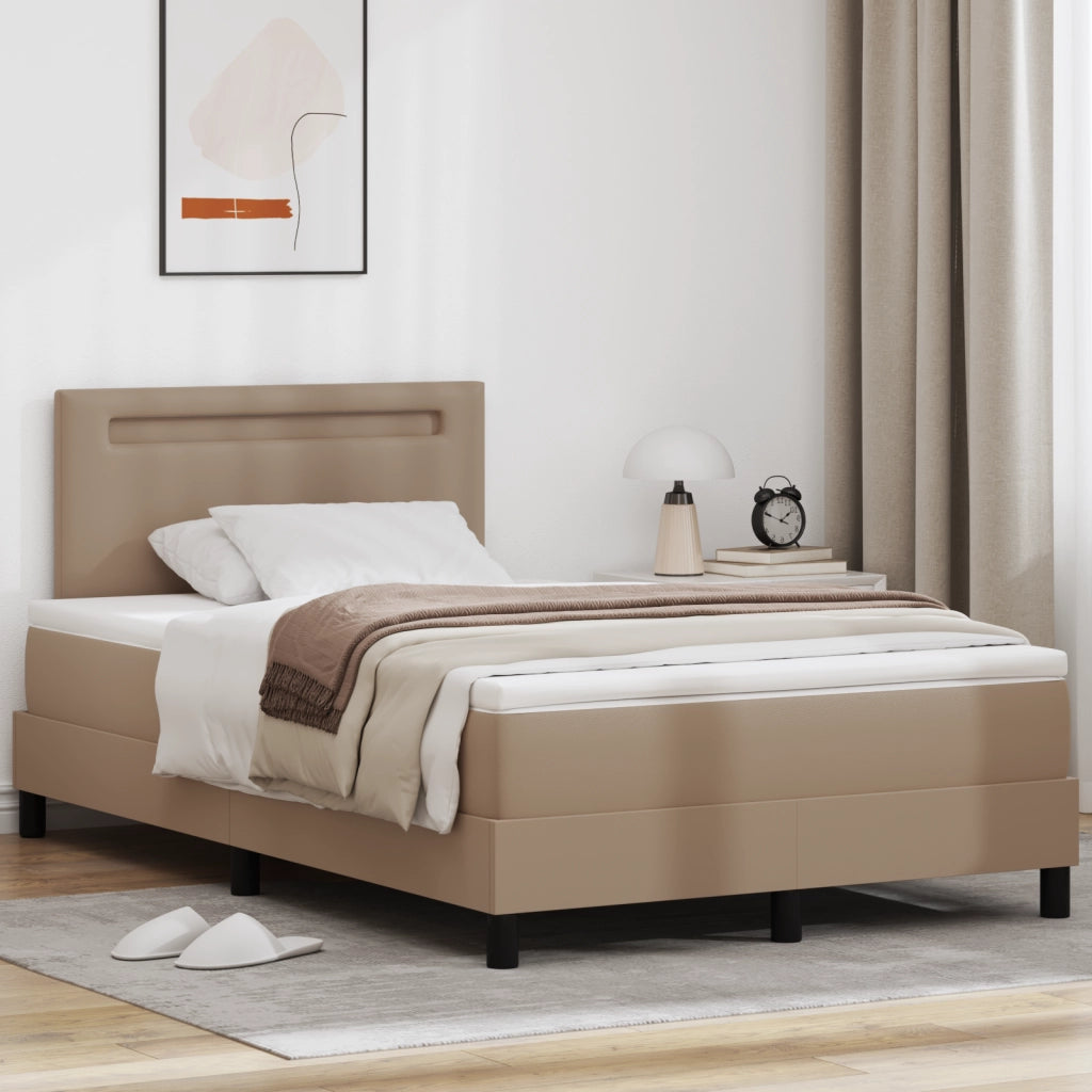 Letto a Rete con Materasso Cappuccino 120x200 cm Pelle Sintetica