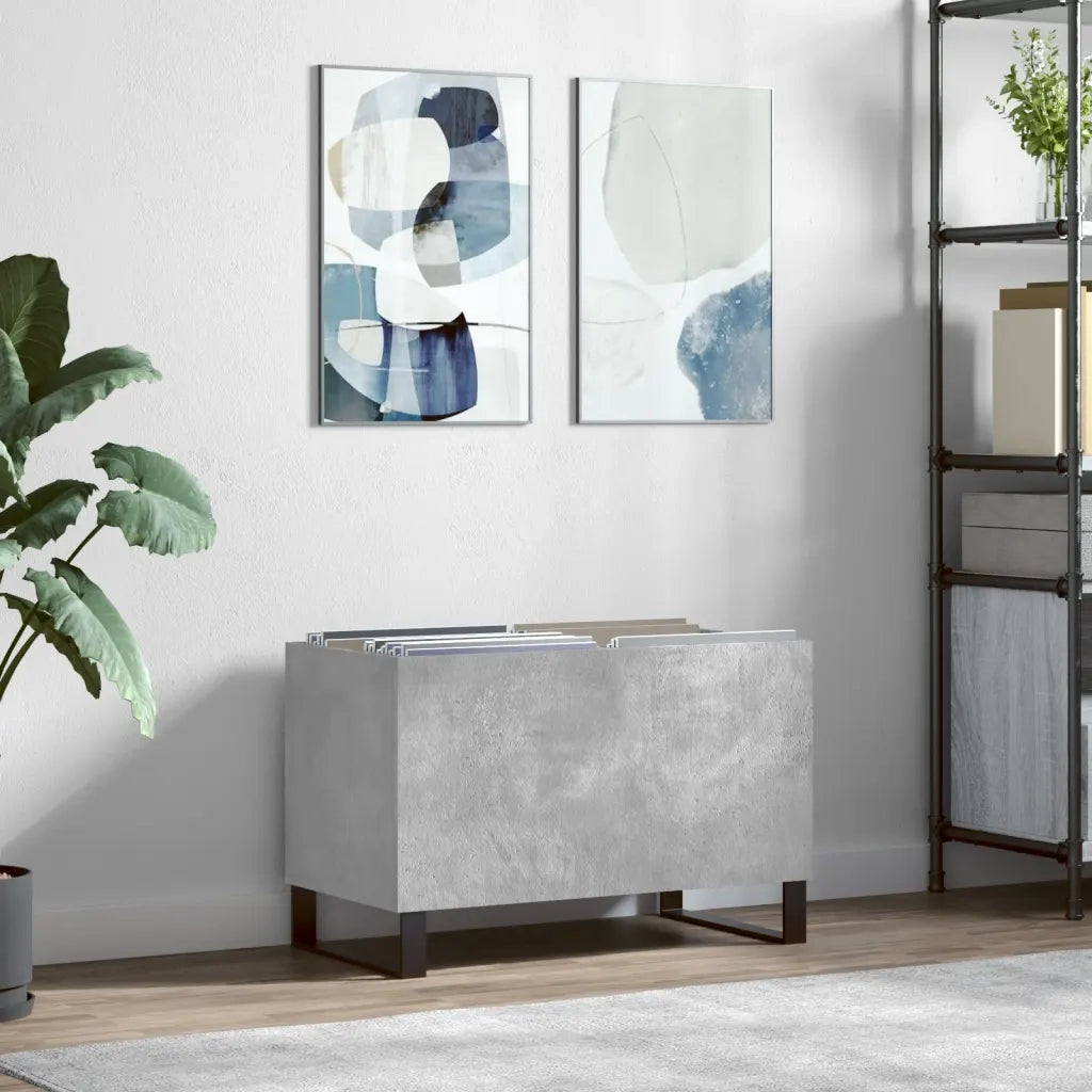 Mobile Porta Dischi Grigio Cemento 74,5x38x48 Legno Multistrato 831736