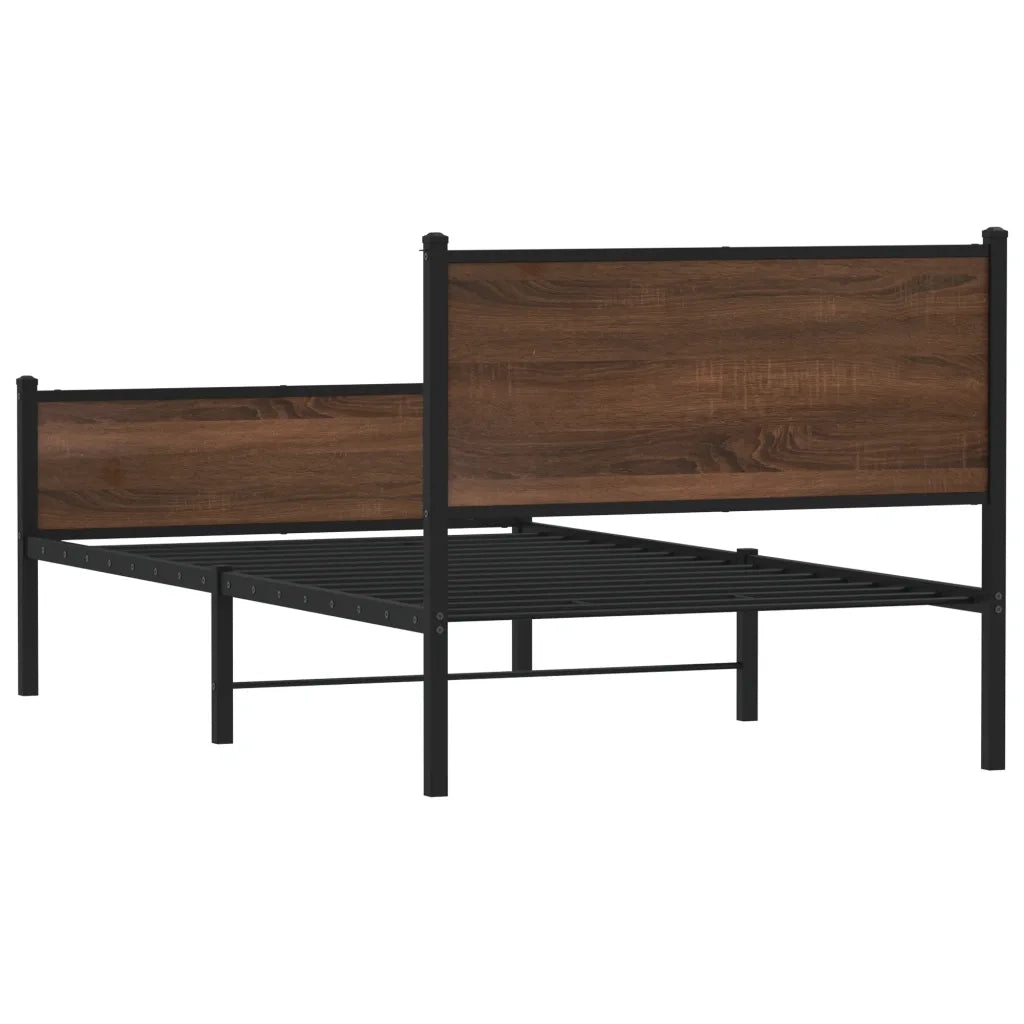 vidaXL Giroletto senza Materasso in Metallo Rovere Marrone 100x190 cm