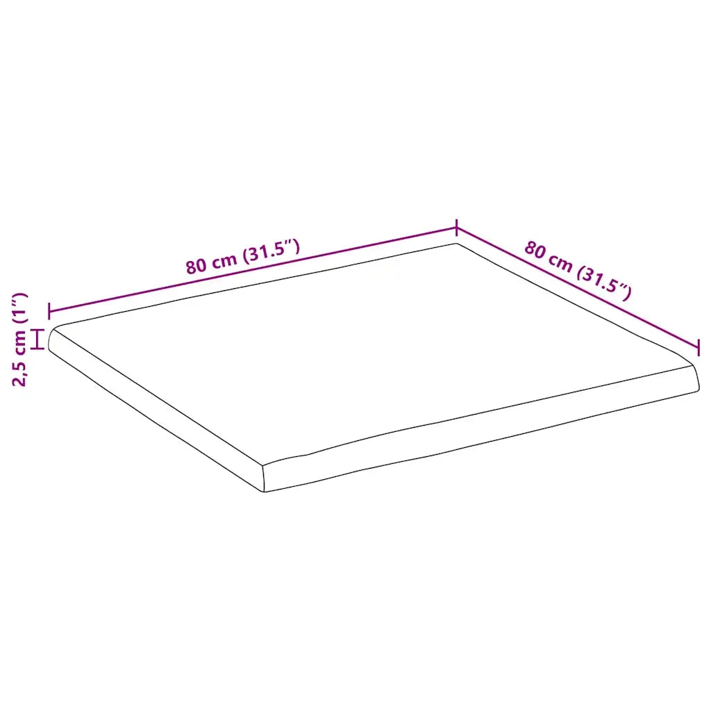 vidaXL Piano Tavolo 80x80x2,5 cm Quadrato Legno Acacia Bordi Vivi