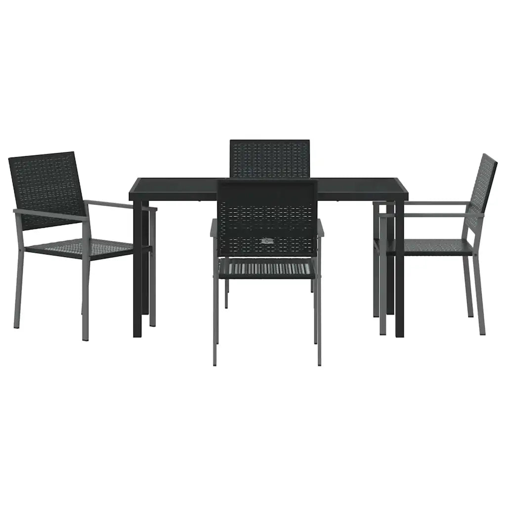 Set da Pranzo per Giardino 5 pcs Nero Rattan in PE 3379081